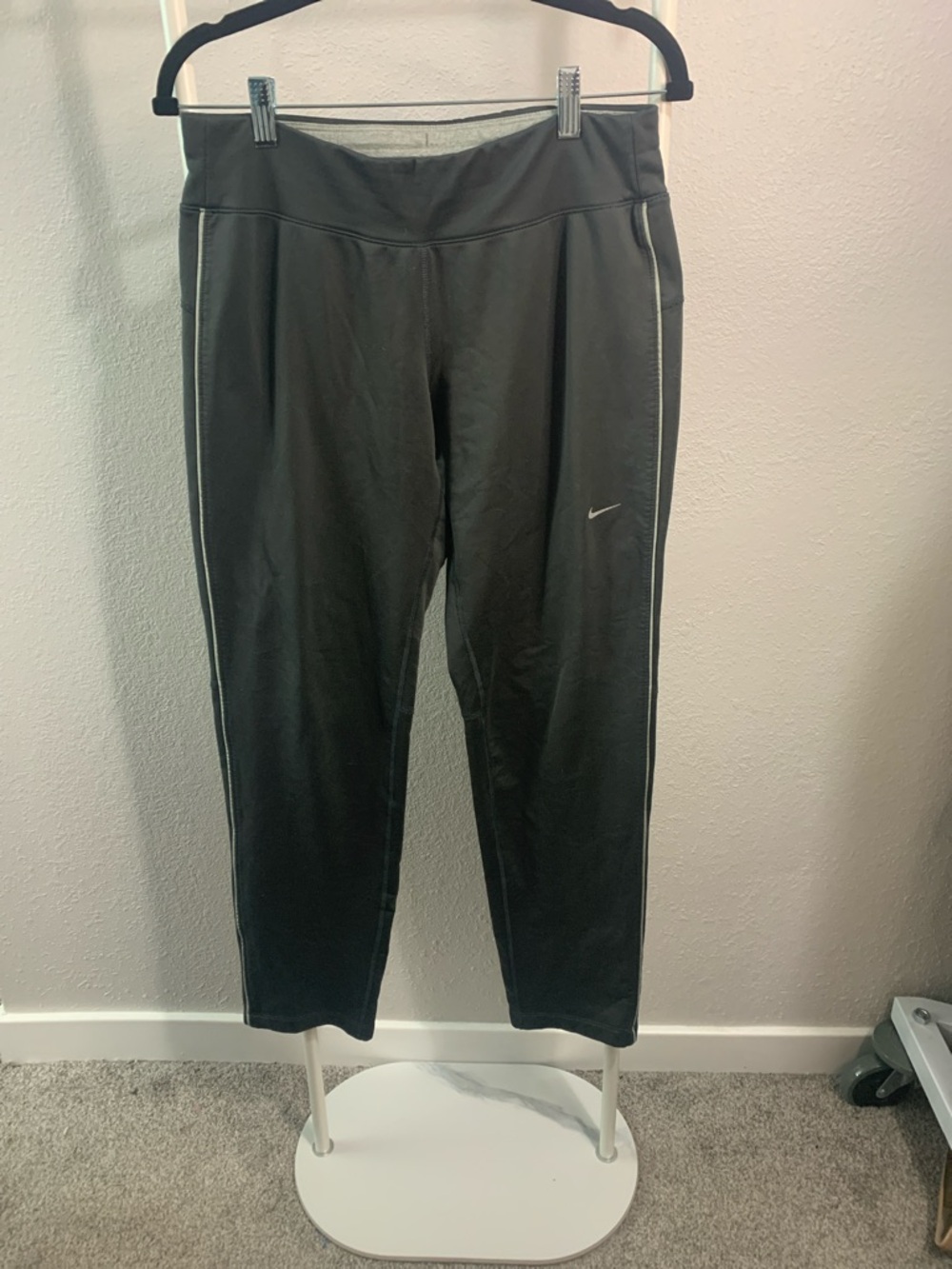 Nike Black Track Pants with White Side Piping